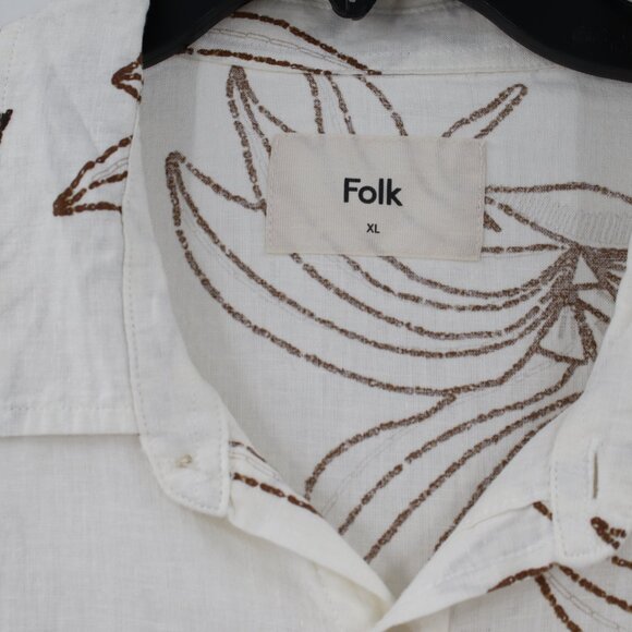 Folk White and Brown Casual Button Down Shirt - Picture 3 of 13